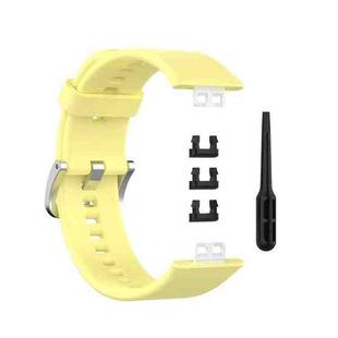 For Huawei Watch Fit Silicone  Watch Band with Stainless Steel Buckle(Creamy Yellow)