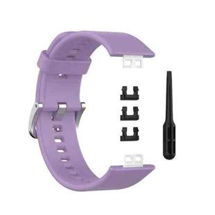 For Huawei Watch Fit Silicone  Watch Band with Stainless Steel Buckle(Light Purple)