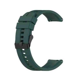 For Huawei Watch GT 2 42mm Silicone  Watch Band with Black Buckle(Dark Green)