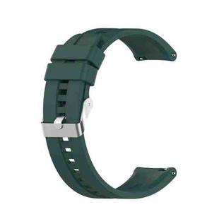 For Huawei Watch GT 2 42mm Silicone  Watch Band with Silver Buckle(Dark Green)