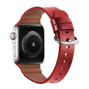 Genuine Leather Watch Bands For Apple Watch Series 7 41mm / 6 & SE & 5 & 4 40mm / 3 & 2 & 1 38mm(Red)