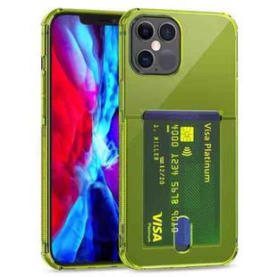 For iPhone 12 Pro Max TPU Transparent Protective Case with Card Slots(Green)