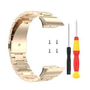 For Garmin Forerunner 35 / 30 Universal Three Beads Stainless Steel Watch Band(Champagne Gold()