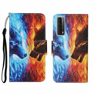 For Huawei P Smart 2021 / Y7a Colored Drawing Pattern Horizontal Flip Leather Case with Holder & Card Slots & Wallet(Flame Wolf)