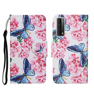 For Huawei P Smart 2021 / Y7a Colored Drawing Pattern Horizontal Flip Leather Case with Holder & Card Slots & Wallet(Dragonfly Flower)