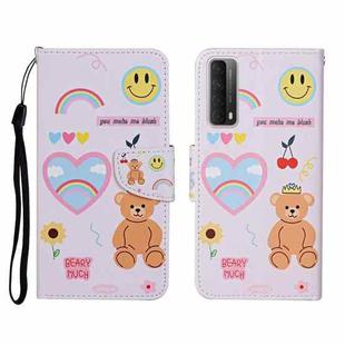 For Huawei P Smart 2021 / Y7a Colored Drawing Pattern Horizontal Flip Leather Case with Holder & Card Slots & Wallet(Smiley Bear)