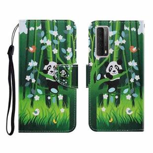 For Huawei P Smart 2021 / Y7a Coloured Drawing Pattern Horizontal Flip PU Leather Case with Holder & Card Slots & Wallet & Lanyard(Panda)