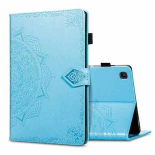For Samsung Galaxy Tab S6 Lite Halfway Mandala Embossing Pattern Horizontal Flip PU Leather Case with Card Slots & Holder & Pen Slot(Blue)