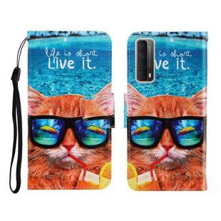 Colored Drawing Horizontal Flip Leather Case with Holder & Card Slot & Wallet For Huawei P Smart 2021 / Y7a(Underwater Cat)