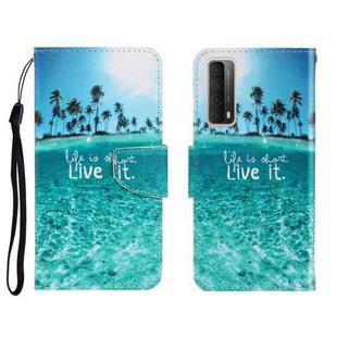 Colored Drawing Horizontal Flip Leather Case with Holder & Card Slot & Wallet For Huawei P Smart 2021 / Y7a(Coconut Tree)