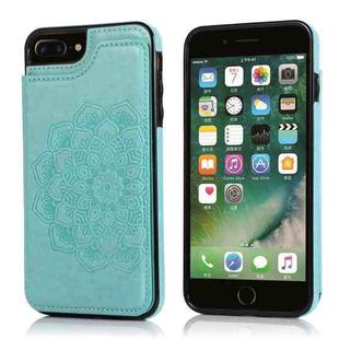 Double Buckle Mandala Pattern PU+TPU Protective Case with Card Slots & Holder & Photo Frame For iPhone 7 Plus / 8 Plus(Green)