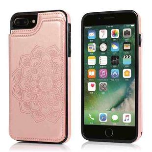 Double Buckle Mandala Pattern PU+TPU Protective Case with Card Slots & Holder & Photo Frame For iPhone 7 Plus / 8 Plus(Rose Gold)