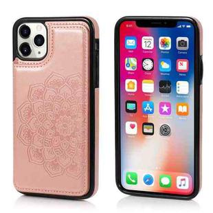 For iPhone 11 Double Buckle Mandala Pattern PU+TPU Protective Case with Card Slots & Holder & Photo Frame (Rose Gold)