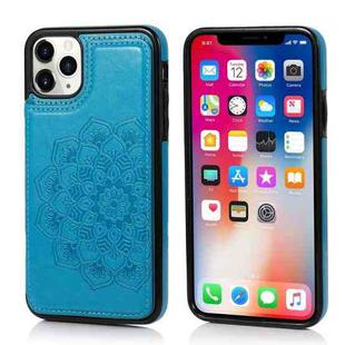 For iPhone 11 Double Buckle Mandala Pattern PU+TPU Protective Case with Card Slots & Holder & Photo Frame (Blue)