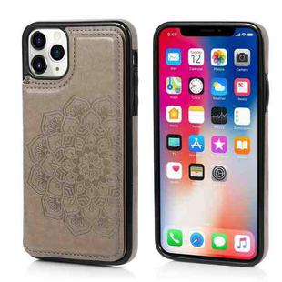 For iPhone 11 Pro Double Buckle Mandala Pattern PU+TPU Protective Case with Card Slots & Holder & Photo Frame (Grey)