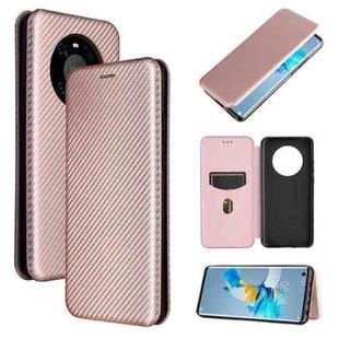For Huawei Mate 40 Carbon Fiber Texture Horizontal Flip TPU + PC + PU Leather Case with Card Slot(Pink)