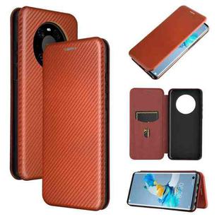 For Huawei Mate 40 Carbon Fiber Texture Horizontal Flip TPU + PC + PU Leather Case with Card Slot(Brown)