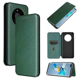 For Huawei Mate 40 Pro Carbon Fiber Texture Horizontal Flip TPU + PC + PU Leather Case with Card Slot(Green)