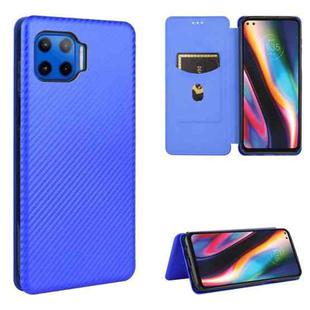 For Motorola One 5G / Moto G 5G Plus Carbon Fiber Texture Horizontal Flip TPU + PC + PU Leather Case with Card Slot(Blue)