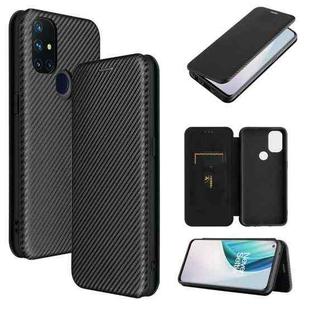 For OnePlus Nord N10 5G Carbon Fiber Texture Horizontal Flip TPU + PC + PU Leather Case with Card Slot(Black)