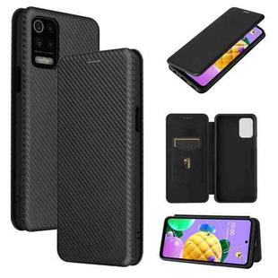 For LG K52 / K62 Carbon Fiber Texture Horizontal Flip TPU + PC + PU Leather Case with Card Slot(Black)