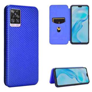 For vivo V20 Pro 5G Carbon Fiber Texture Horizontal Flip TPU + PC + PU Leather Case with Card Slot(Blue)