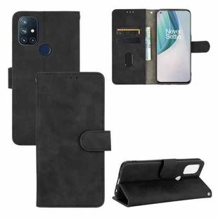 For OnePlus Nord N10 5G Solid Color Skin Feel Magnetic Buckle Horizontal Flip Calf Texture PU Leather Case with Holder & Card Slots & Wallet(Black)