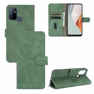 For OnePlus Nord N100 Solid Color Skin Feel Magnetic Buckle Horizontal Flip Calf Texture PU Leather Case with Holder & Card Slots & Wallet(Green)