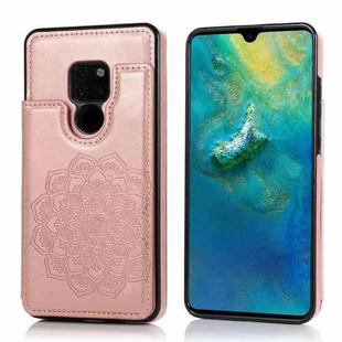For Huawei Mate 20 Double Buckle Mandala Pattern PU+TPU Protective Case with Card Slots & Holder & Photo Frame(Rose Gold)