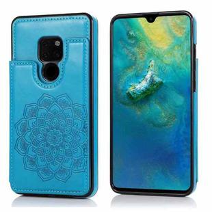 For Huawei Mate 20 Double Buckle Mandala Pattern PU+TPU Protective Case with Card Slots & Holder & Photo Frame(Blue)