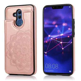 For Huawei Mate 20 Lite Double Buckle Mandala Pattern PU+TPU Protective Case with Card Slots & Holder & Photo Frame(Rose Gold)