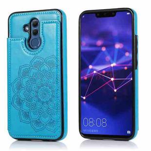 For Huawei Mate 20 Lite Double Buckle Mandala Pattern PU+TPU Protective Case with Card Slots & Holder & Photo Frame(Blue)