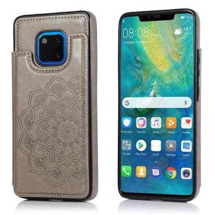 For Huawei Mate 20 Pro Double Buckle Mandala Pattern PU+TPU Protective Case with Card Slots & Holder & Photo Frame(Grey)