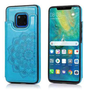 For Huawei Mate 20 Pro Double Buckle Mandala Pattern PU+TPU Protective Case with Card Slots & Holder & Photo Frame(Blue)