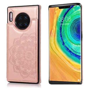 For Huawei Mate 30 Double Buckle Mandala Pattern PU+TPU Protective Case with Card Slots & Holder & Photo Frame(Rose Gold)
