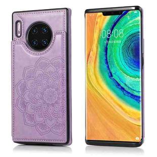 For Huawei Mate 30 Double Buckle Mandala Pattern PU+TPU Protective Case with Card Slots & Holder & Photo Frame(Purple)