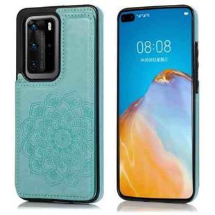 For Huawei P40 Pro Double Buckle Mandala Pattern PU+TPU Protective Case with Card Slots & Holder & Photo Frame(Green)