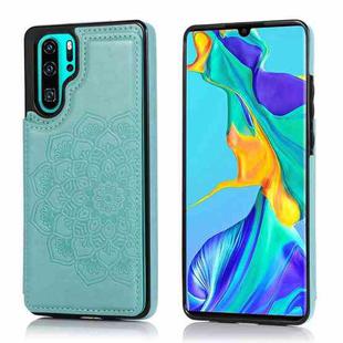 For Huawei P30 Pro Double Buckle Mandala Pattern PU+TPU Protective Case with Card Slots & Holder & Photo Frame(Green)