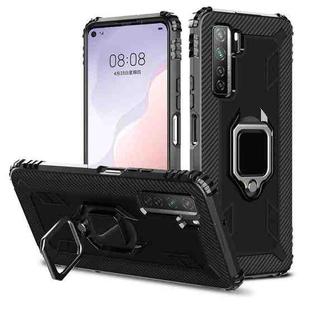 For Huawei Nova 7 SE Carbon Fiber Protective Case with 360 Degree Rotating Ring Holder(Black)