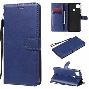 For Xiaomi Redmi 9C Solid Color Horizontal Flip Protective Leather Case with Holder & Card Slots & Wallet & Photo Frame & Lanyard(Blue)