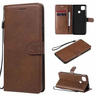 For Xiaomi Redmi 9C Solid Color Horizontal Flip Protective Leather Case with Holder & Card Slots & Wallet & Photo Frame & Lanyard(Brown)