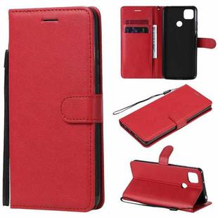 For Xiaomi Redmi 9C Solid Color Horizontal Flip Protective Leather Case with Holder & Card Slots & Wallet & Photo Frame & Lanyard(Red)
