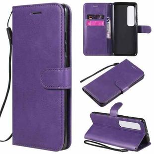 For Xiaomi Mi 10 Ultra Solid Color Horizontal Flip Protective Leather Case with Holder & Card Slots & Wallet & Photo Frame & Lanyard(Purple)