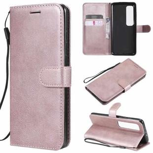 For Xiaomi Mi 10 Ultra Solid Color Horizontal Flip Protective Leather Case with Holder & Card Slots & Wallet & Photo Frame & Lanyard(Rose Gold)