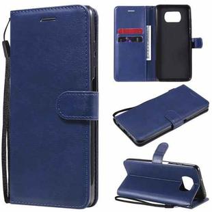 For Xiaomi Poco X3 NFC Solid Color Horizontal Flip Protective Leather Case with Holder & Card Slots & Wallet & Photo Frame & Lanyard(Blue)
