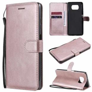 For Xiaomi Poco X3 NFC Solid Color Horizontal Flip Protective Leather Case with Holder & Card Slots & Wallet & Photo Frame & Lanyard(Rose Gold)