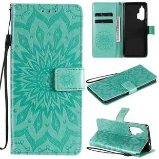 For Motorola Edge Plus Pressed Printing Sunflower Pattern Horizontal Flip PU Leather Case with Holder & Card Slots & Wallet & Lanyard(Green)