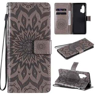 For Motorola Edge Plus Pressed Printing Sunflower Pattern Horizontal Flip PU Leather Case with Holder & Card Slots & Wallet & Lanyard(Grey)