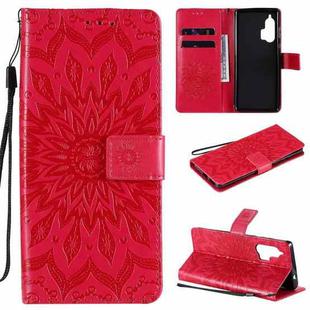For Motorola Edge Plus Pressed Printing Sunflower Pattern Horizontal Flip PU Leather Case with Holder & Card Slots & Wallet & Lanyard(Red)