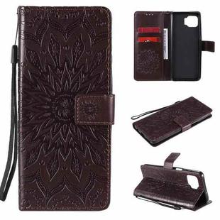 For Motorola Moto G 5G Plus Pressed Printing Sunflower Pattern Horizontal Flip PU Leather Case with Holder & Card Slots & Wallet & Lanyard(Brown)